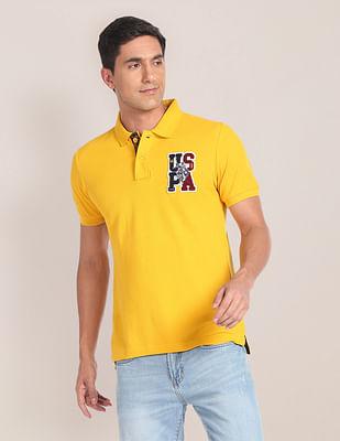 brand applique pique polo shirt