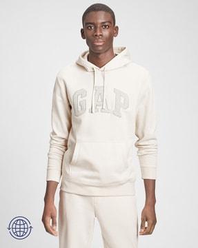 brand applique regular fit hoodie