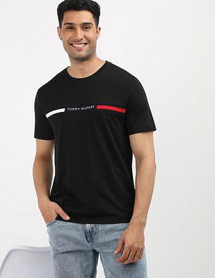 brand chest insert cotton t-shirt