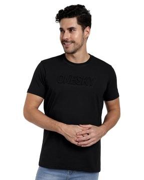 brand embossed crew-neck t-shirt