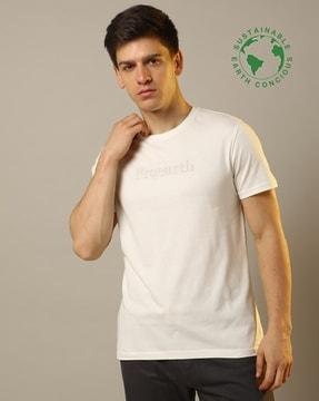 brand embossed organic cotton crew-neck t-shirt