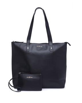 brand embossed tote bag with wallet pouch