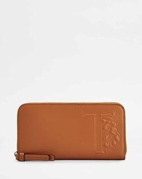 brand embossed zip-around wallet