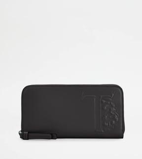 brand embossed zip-around wallet