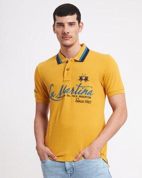 brand embroidered cotton polo t-shirt