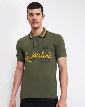 brand embroidered cotton polo t-shirt