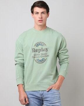 brand embroidered crew-neck sweatshirt
