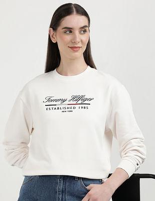 brand embroidered crew neck sweatshirt