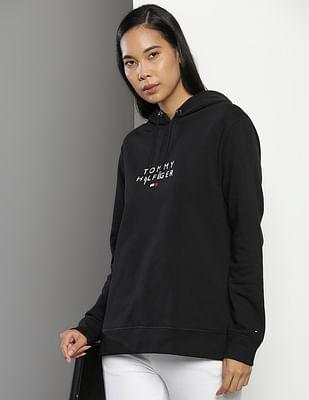 brand embroidered hooded sweatshirt