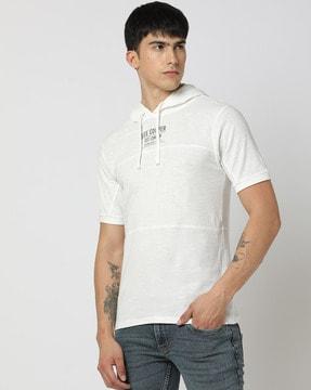 brand embroidered hooded t-shirt