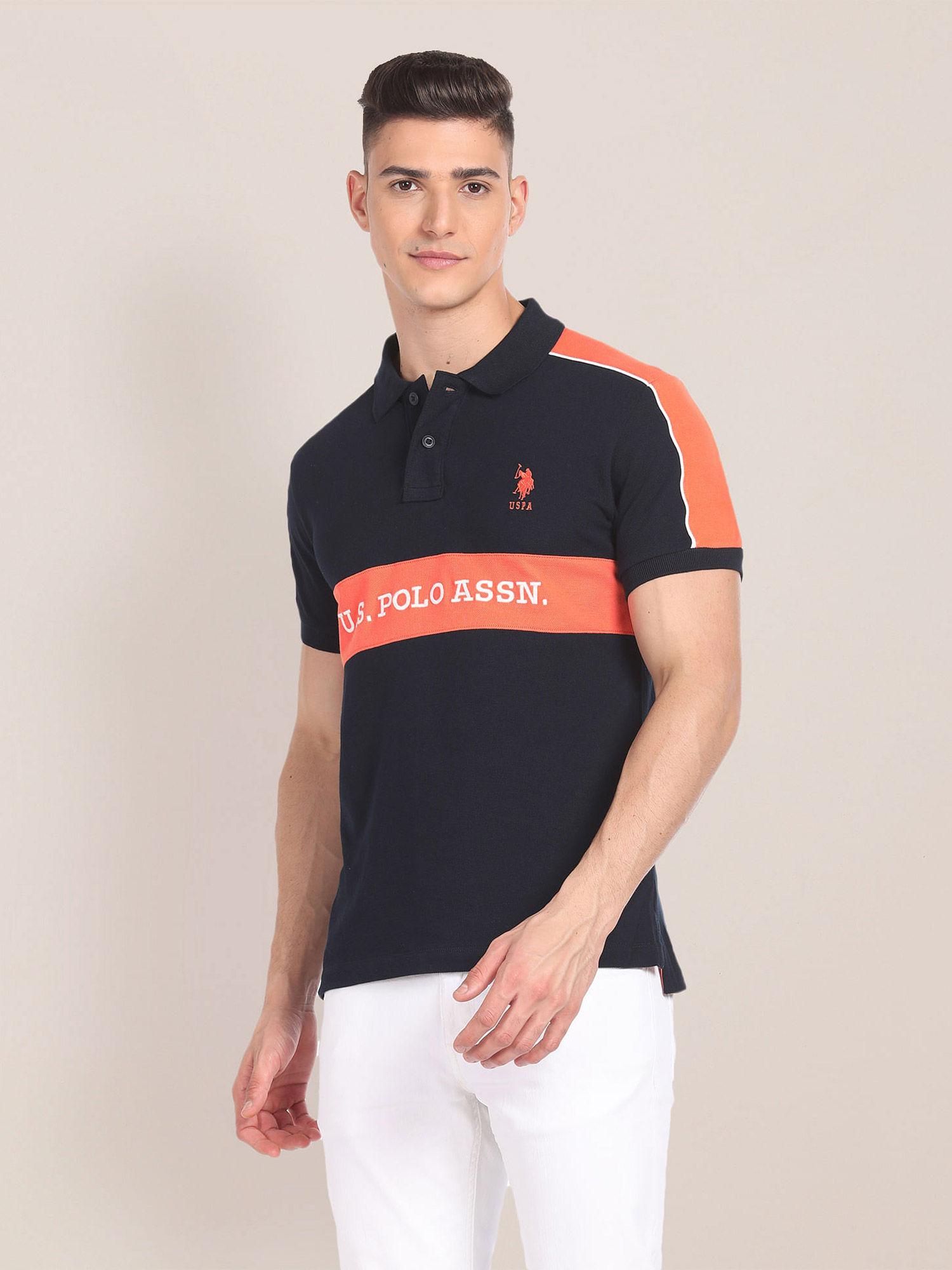 brand embroidered pique polo t-shirt