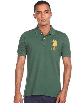 brand embroidered polo t-shirt