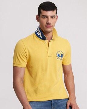 brand embroidered polo t-shirt