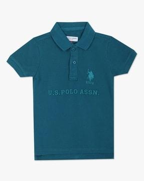 brand embroidered polo t-shirt