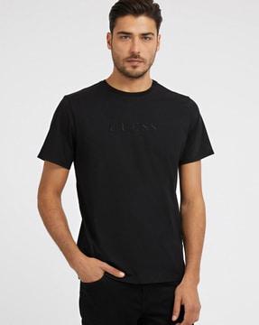 brand embroidered regular fit crew-neck t-shirt