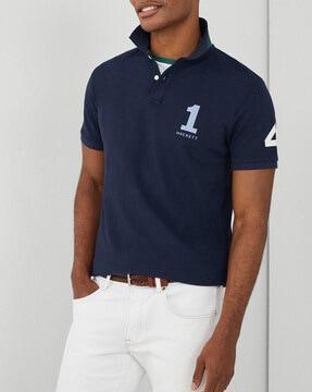 brand embroidered regular fit polo t-shirt