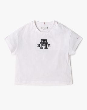 brand embroidered regular fit round-neck t-shirt