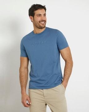 brand embroidered slim fit crew-neck t-shirt