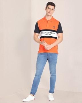 brand embroidered slim fit polo t-shirt