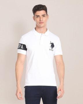 brand embroidered slim fit polo t-shirt