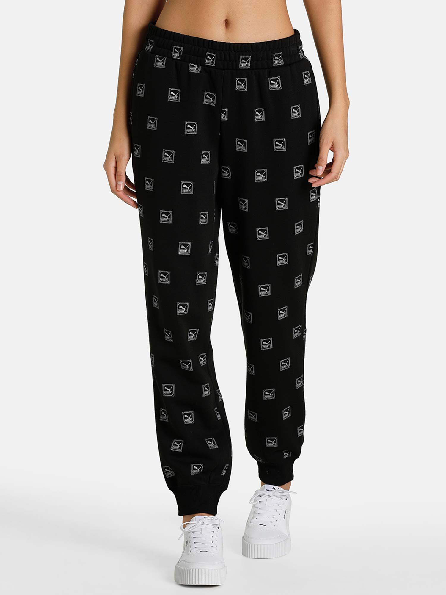 brand love aop womens black trackpants