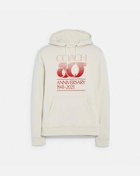 brand-print slim fit organic cotton hoodie