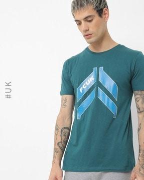 brand print abstract sport slim crew-neck t-shirt