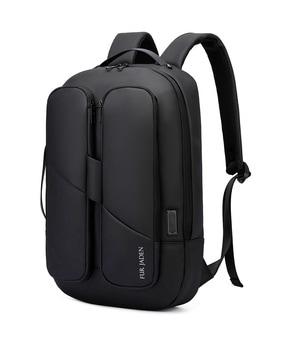 brand print backpack with adjustable shoulder straps
