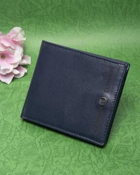 brand print bi-fold wallet with pinmount logo