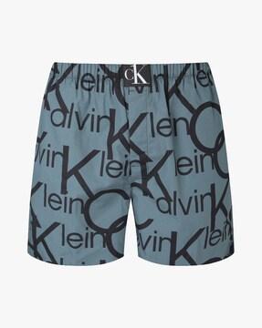 brand print boxers with elasticated waistband