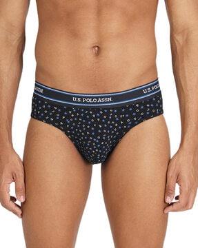 brand print briefs with elasticated waist