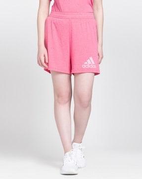 brand print city shorts with elasticated waist