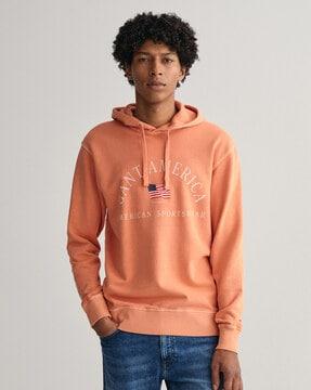 brand print cotton hoodie