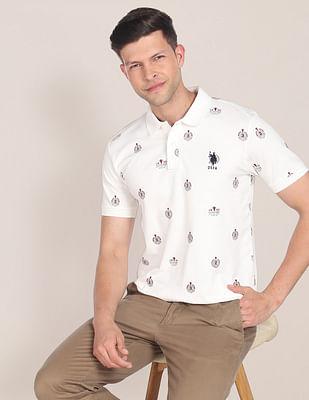 brand print cotton polo shirt