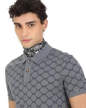 brand print cotton polo t-shirt