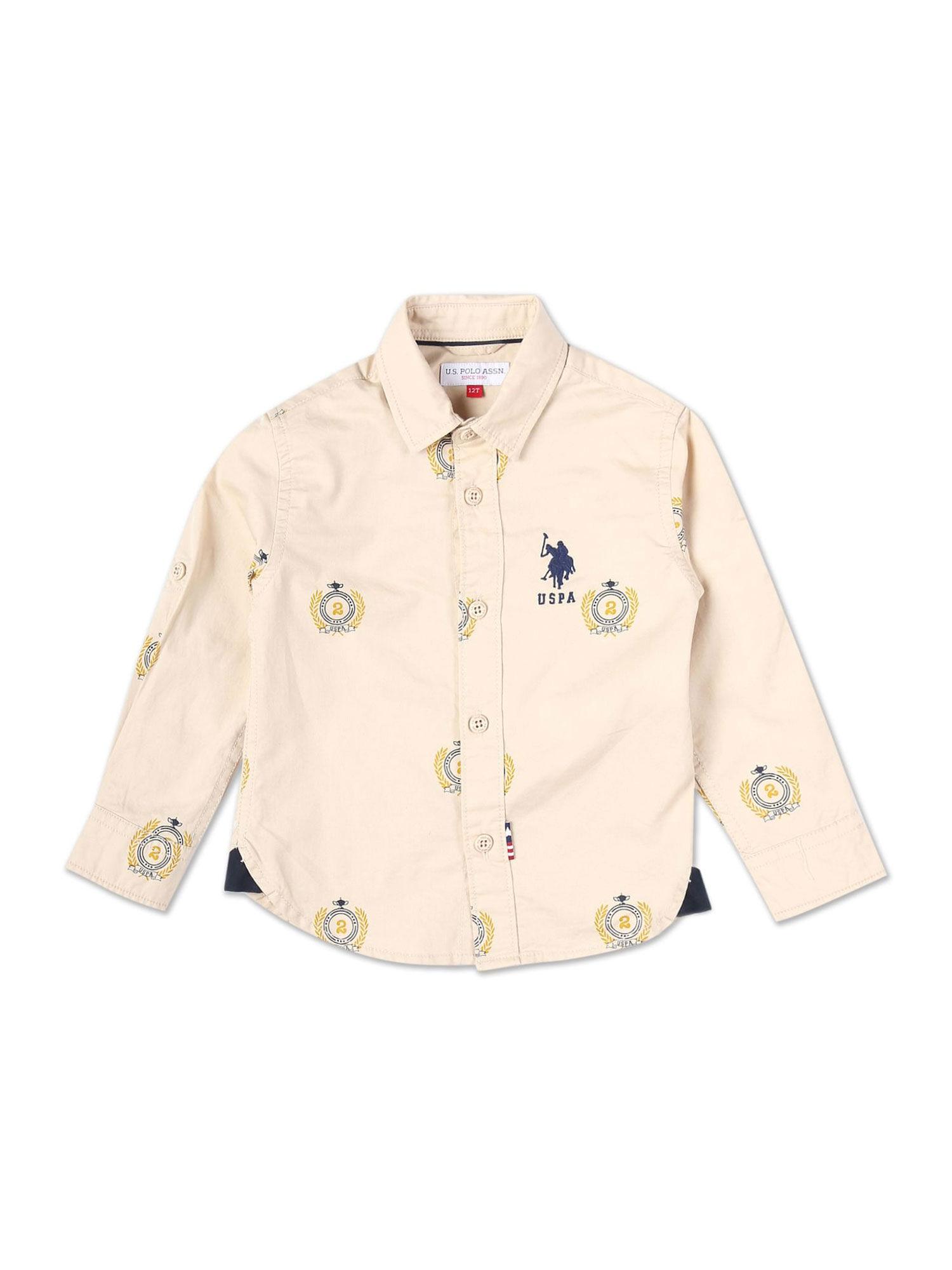 brand print cotton shirt beige