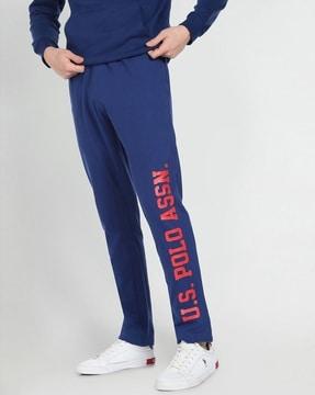 brand print cotton track pants