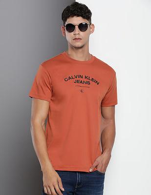 brand print cotton varsity t-shirt
