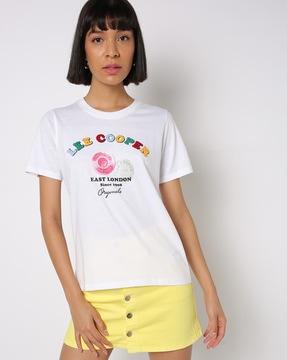 brand print crew-neck cotton t-shirt