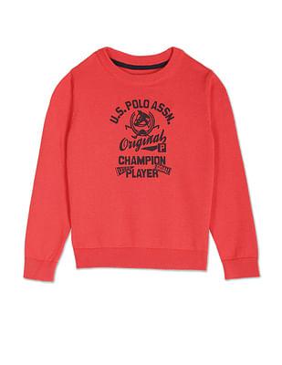 brand print crew neck sweater