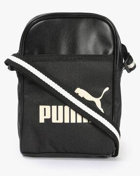 brand print crossbody bag with adjustable strap