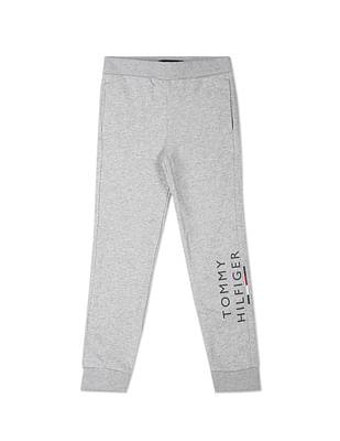 brand print heathered joggers