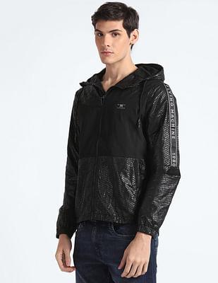 brand print hooded jacket