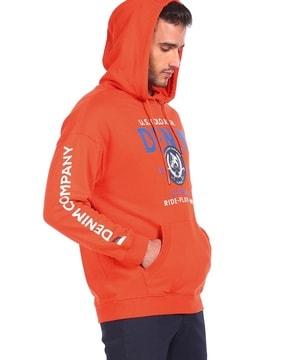 brand print hooded sweatshirt