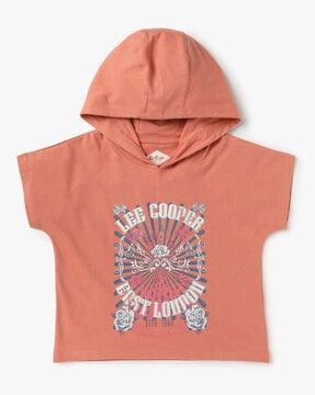brand print hooded t-shirt