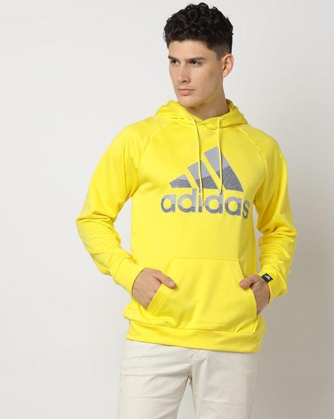 brand print hoodie with kangaroo pocket