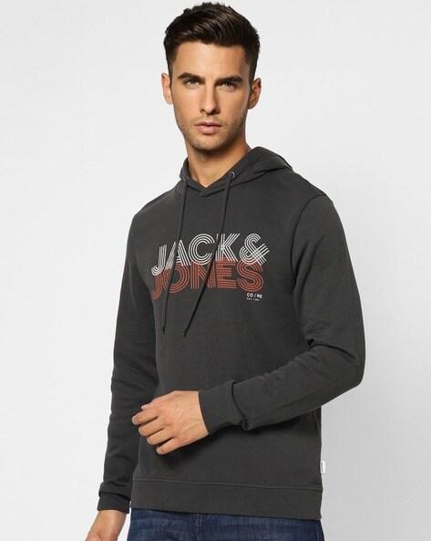 brand print hoodie with ribbed hem