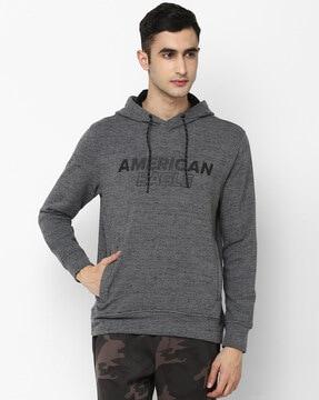 brand print hoodie with slip pockets