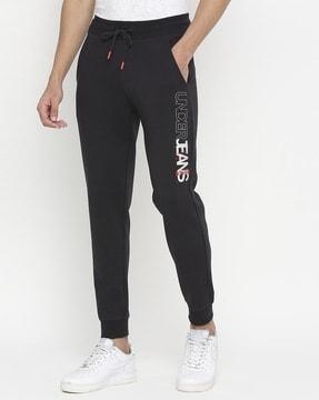 brand print joggers with drawstring waist