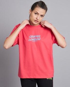 brand print loose fit crew-neck t-shirt